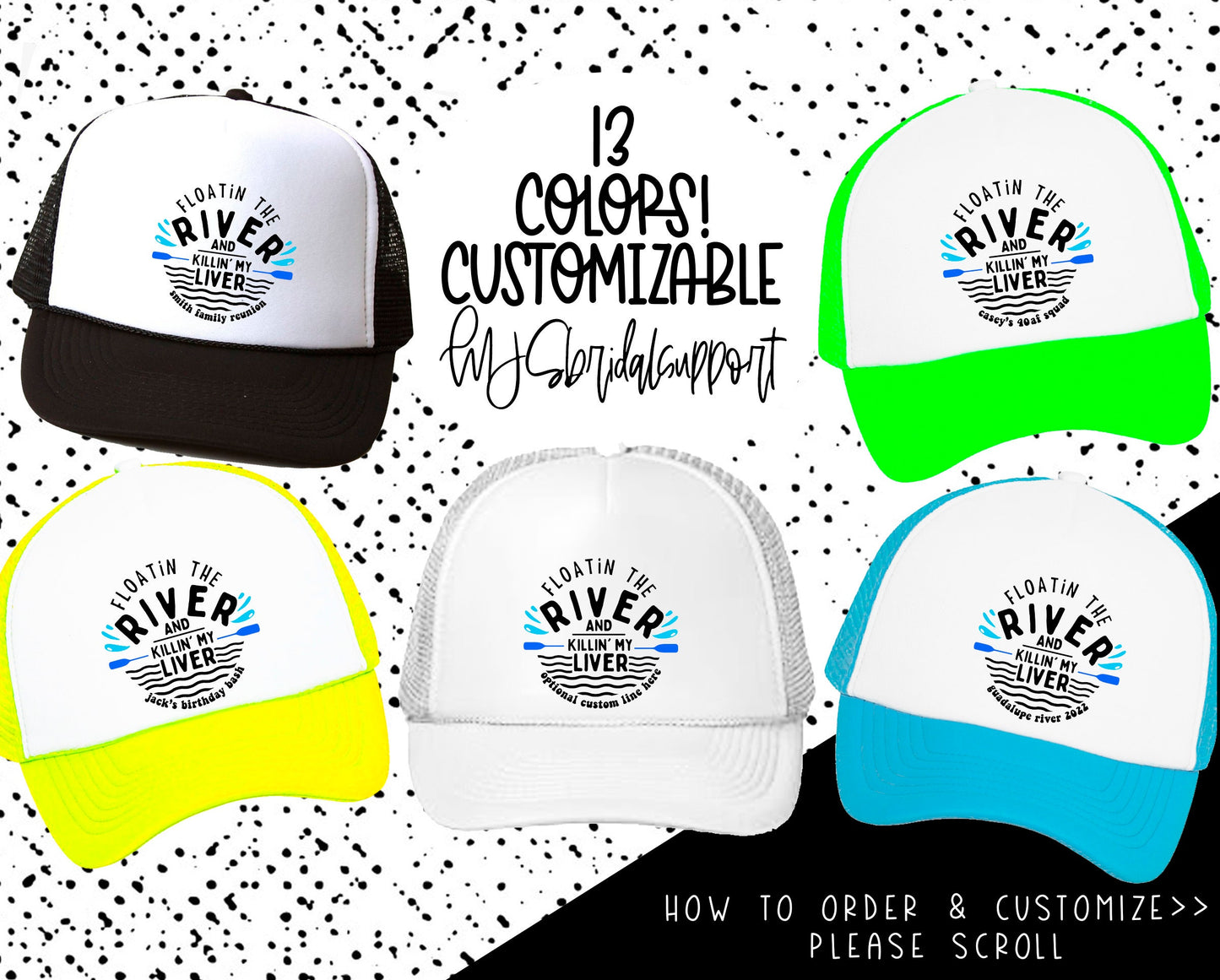 River Custom Trucker Hats | Custom Trucker Hat for Rafting, River Trip, Bachelorette, Birthday