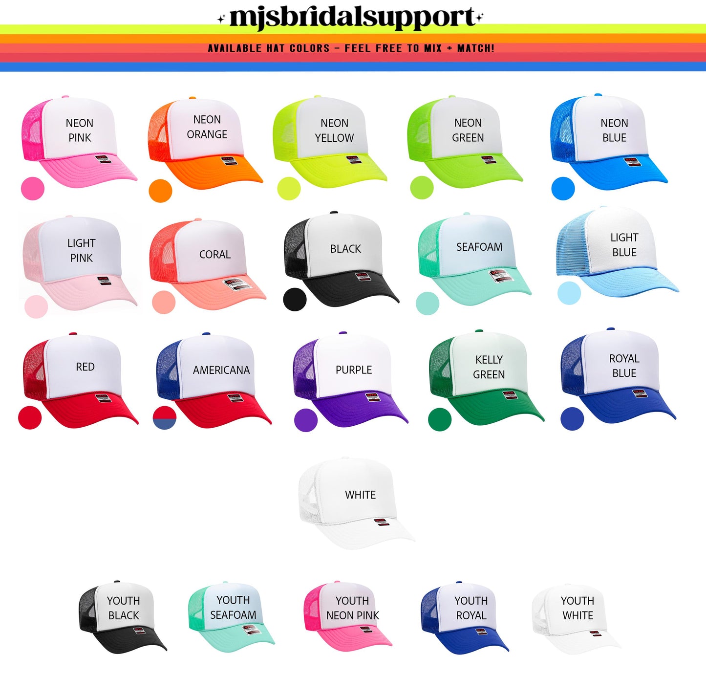 Custom Palm Tree Tropical Birthday Trucker Hat – Personalized Caps with Location Family Vacation Beach Destination