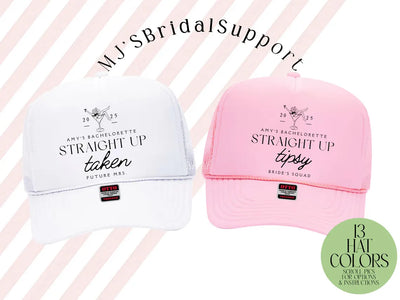 Custom Martini Bachelorette Trucker Hat – Personalized Bachelorette Party & Girls Trip Beach Club Cap Straight UP taken