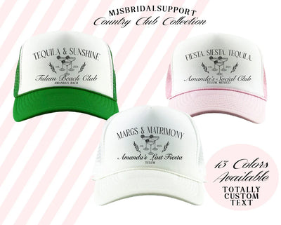 Last Fiesta Bachelorette Hats – Custom Cabana Club Trucker Caps | Cancun, Cabo, Tulum Party Hats