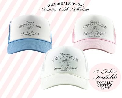 Custom Bachelorette Trucker Hat – Espresso Martini Social Club Design | Girls Weekend & Party Hats