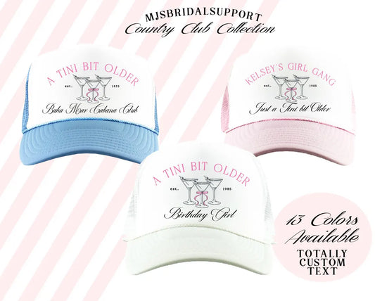 A Tini Bit Older Birthday Hats – Custom Martini Trucker Caps | Milestone Party Hats for 21st, 30th, 40th, 50th