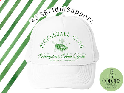 Pickleball Club Bachelorette Hats – Custom Trucker Caps for Bride & Bridesmaid Parties | Preppy Girls Trip Hats