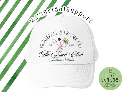 Pickleball Club Bachelorette Hats – Custom Trucker Caps for Bride & Bridesmaid Parties | Preppy Girls Trip Hats