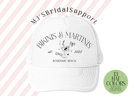 Custom Bikinis & Martinis Trucker Hat – Personalized Bachelorette Party Wifey Era Bach Club Theme