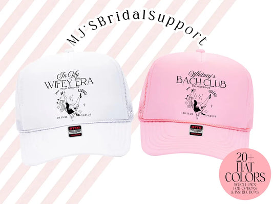 Custom Bikinis & Martinis Trucker Hat – Personalized Bachelorette Party Wifey Era Bach Club Theme