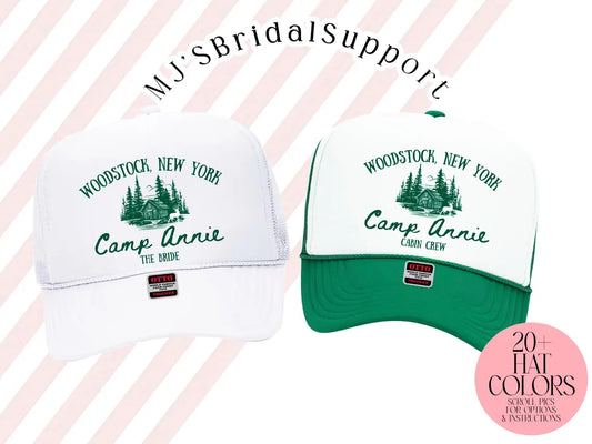 Custom Camp Bachelorette Trucker Hat – Cabin Crew & Glamping Weekend Hats | Personalized Camping Party Caps