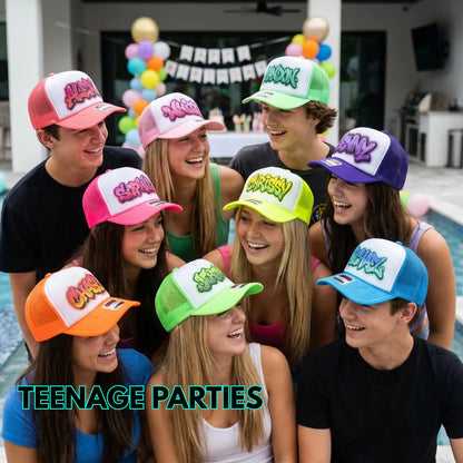 Custom Airbrush Party Hats, Personalized Name Hats for Kids, Airbrush Style, Birthday Party Favors, Bday Party Sports Team Soccer Hats